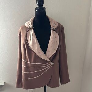 Ben Marc Vintage formal embellished‎ blazer jacket satin detail Sz 18